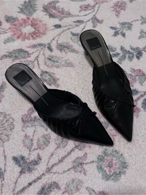 Dolce Vita Black Pointed Slip-On Mules with Bow